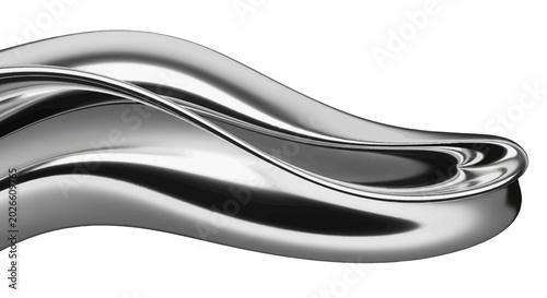 Abstract Chrome Wave Form: Fluid Metal Sculpture with Reflective Surface