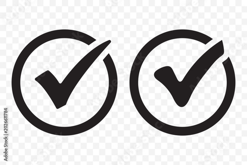 Green check mark, isolated tick symbols, checklist signs, and an approval badge. Flat and modern checkmark design, vector illustration.