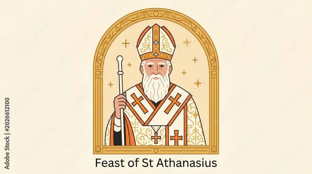 Fototapeta premium St Athanasius, Feast Day Celebration, Christian Icon, Religious Figure