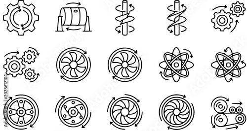 Quadro su tela Industrial Technology  Engineering Rotation Icons Set