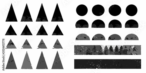 Photos abstract triangle and semicircle shapes textured vector illustration on white