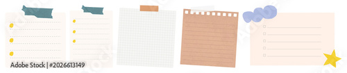 PNG Colorful notepad paper templates element set on transparent background
