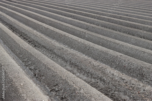 Konstfotografi Ridges and furrows in a ploughed field