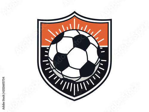 Soccer emblem with soccer ball and shield design in a modern style