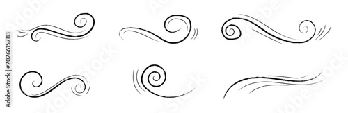 Photos Hand drawn wind and gust doodle set with elegant swirls and flowing line sketches