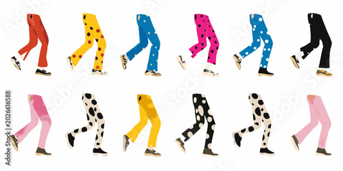 Photos vector illustration set of isolated legs in various colors and patterns