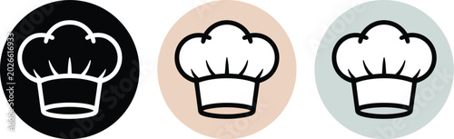 Fotografie Chef hat icon set, outline and solid style cooking toque icons for restaurant branding culinary design and food service graphics