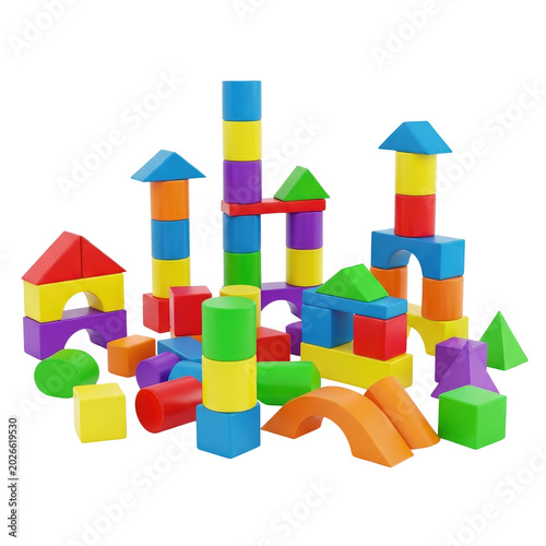 Colorful Wooden Building Blocks Set for Creative Play.