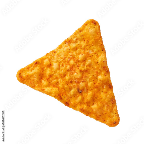 Single nacho chip isolated on a transparent background