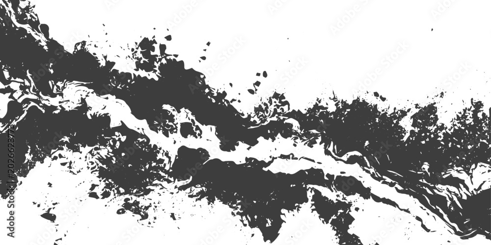 Obraz premium Abstract Black and White Grunge Texture Background with Ink Splatter and Marble Flow Effect Vector Illustration