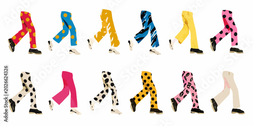 vector illustration of isolated legs in various colorful patterns