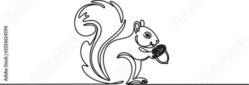 Canvastavla Sketch of squirrel gnawing nut Hand drawn vector illustration