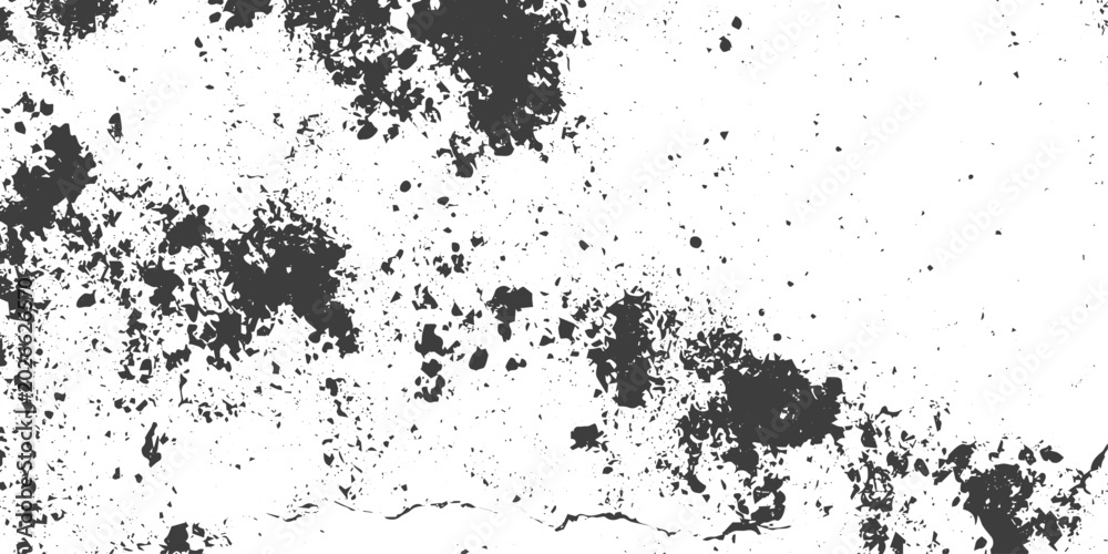 Fototapeta premium Black and White Distressed Grunge Texture Vector Background with Abstract Ink Splatters