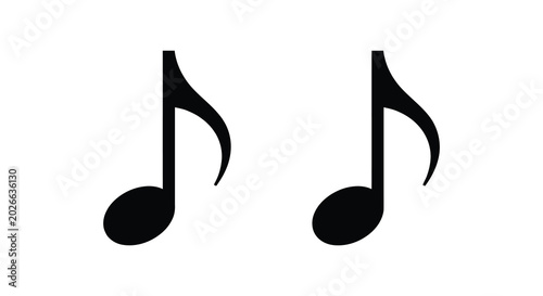 Foto Two eighth notes musical symbols in black silhouette