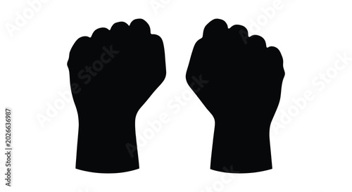 Bild auf Leinwand Two clenched fists raised in solidarity silhouette