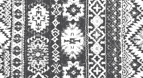 Monochrome tribal ikat pattern with distressed texture