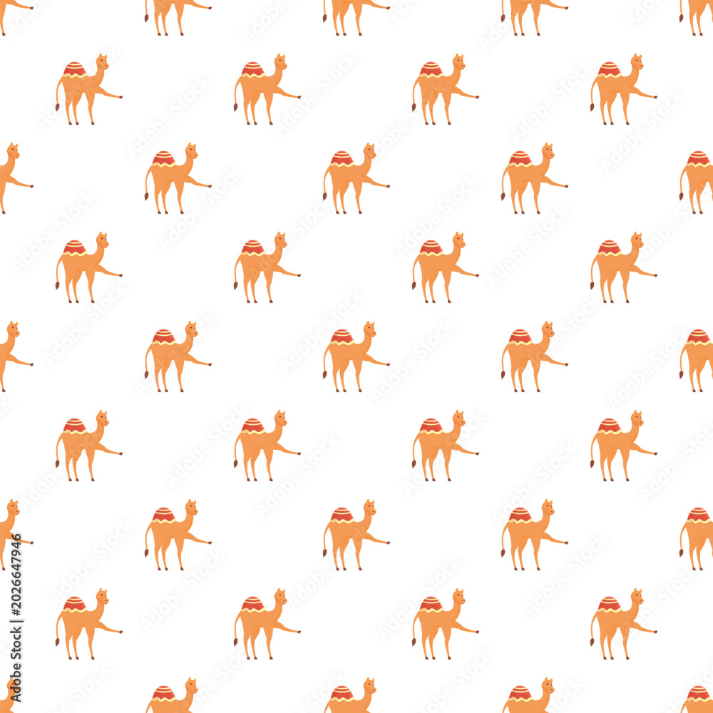 Obraz premium Camels standing in an orderly repeating pattern on a white background