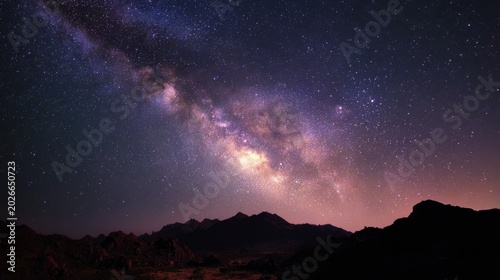 Stunning nighttime view of the milky way galaxy against a dark sky background