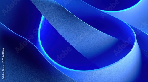 Abstract blue paper waves with soft lighting and smooth curves