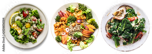 Foto PNG Vibrant healthy salad bowls element set on transparent background