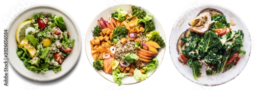 Panel kuchenny z motywem PNG Vibrant healthy salad bowls element set on transparent background