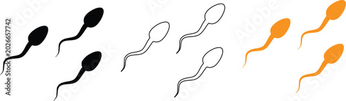 Tableau sur toile Sperm cells human reproduction medical icon vector set