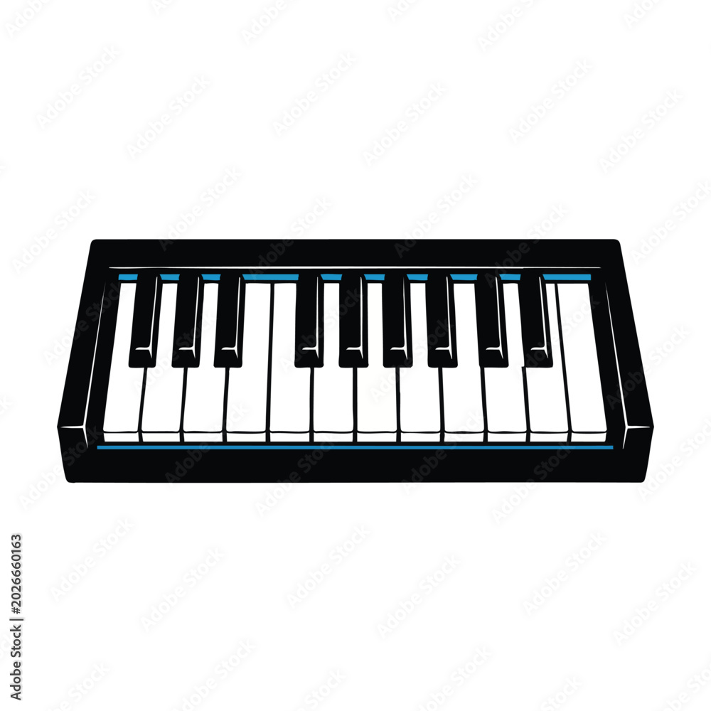 Fototapeta premium A black digital piano keyboard controller isolated on white.
