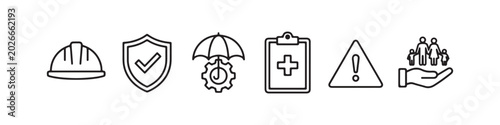 Foto Workplace Safety, Insurance, and Risk Management Line Icons