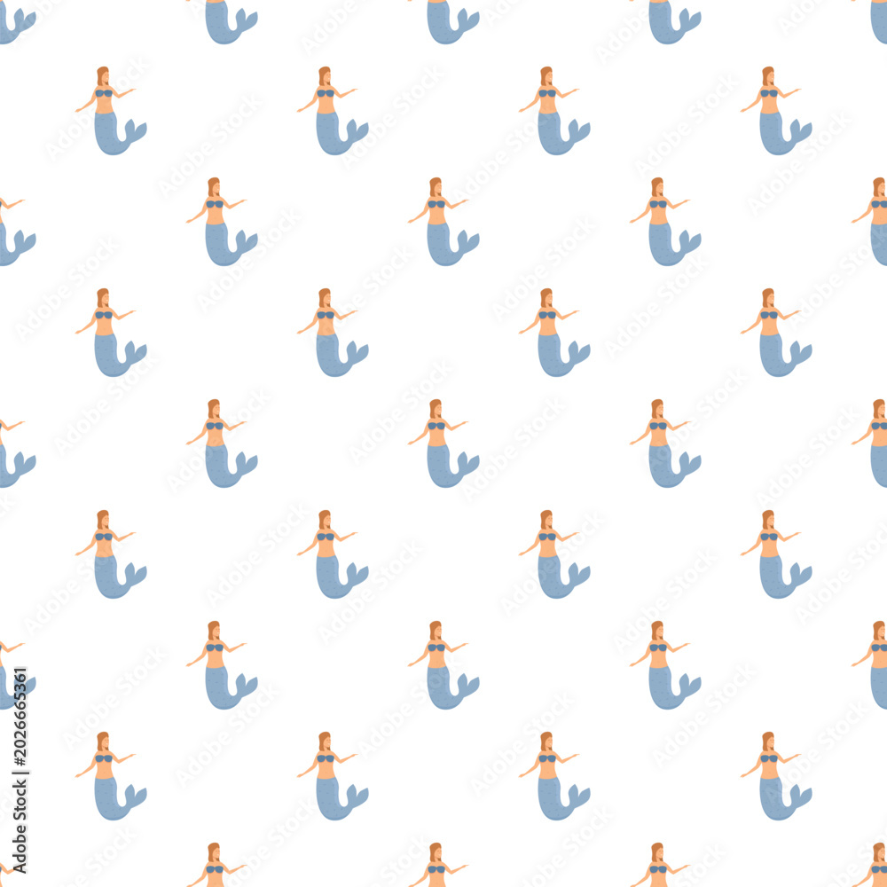 Fototapeta premium Mermaid characters creating a repeating cartoon illustration wallpaper