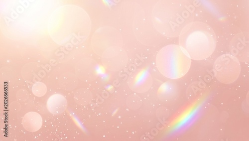 Dreamy Pink Bokeh Background with Iridescent Prism Light Highlights