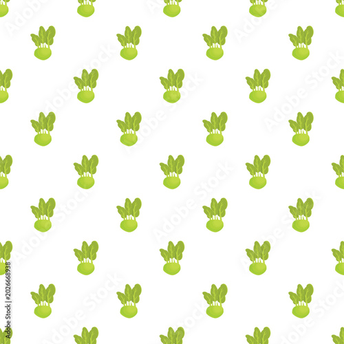 Green kohlrabi vegetables creating a repeating healthy food illustration wallpaper