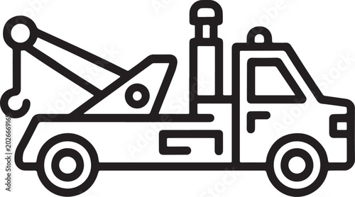 Fotografie Tow Truck Line Icon Vector Illustration for Roadside Assistance Services vector design on transparent background