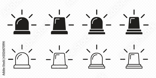 Cuadro en lienzo Set of emergency siren and alarm light icon