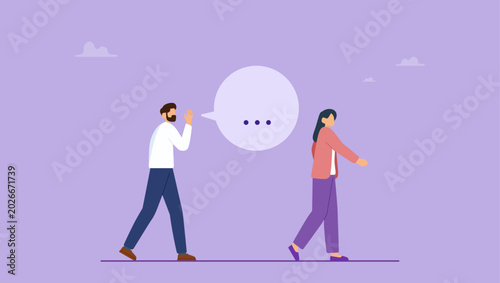 Word of mouth people tell friend about good product and service. Marketing strategy, tell story or communication concept.