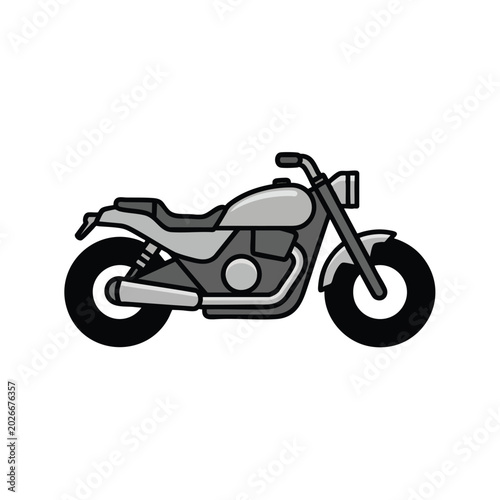 Minimalist monochrome motorcycle icon side view illustration.