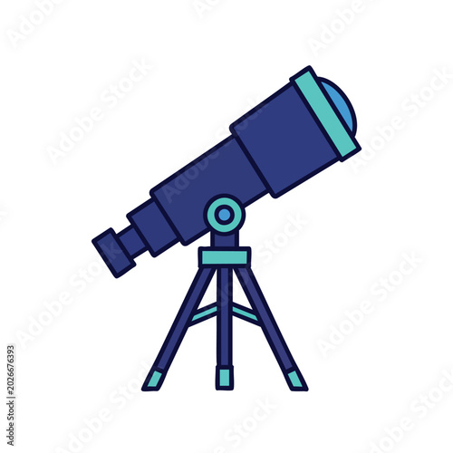 Illustration of a professional astronomical telescope on a tripod.