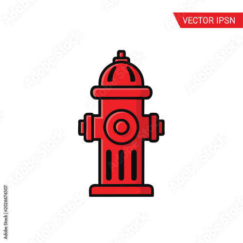 Red fire hydrant icon vector illustration for safety and emergency services.