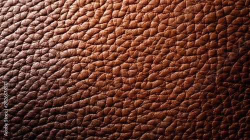 Brown leather's surface is seen up close, serving as a backdrop.