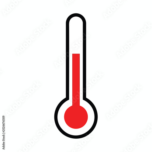 Minimalist red thermometer icon illustration isolated on white background.