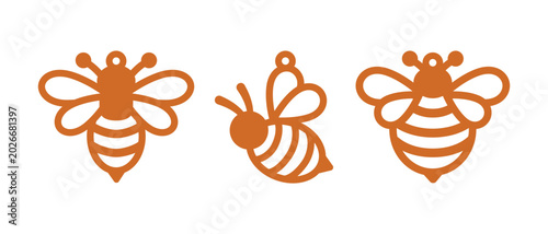 Photos Vector designs with bee shape for earrings, pendant or keychain