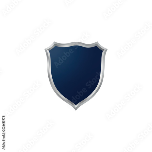 3D Blue Shield Vector Illustration with Metallic Frame for Security and Protection Concept