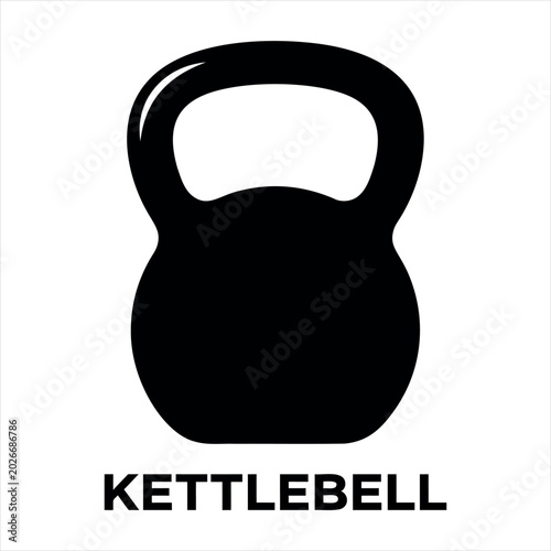 Kettlebell  silhouette vector illustration logo sticker isolated on white background.