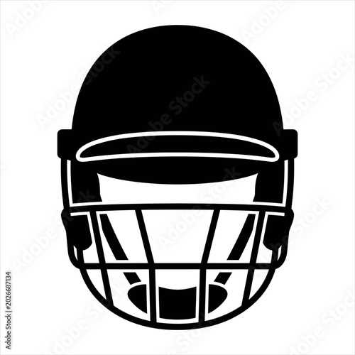   Cricket helmet  silhouette vector illustration logo sticker isolated on white background.