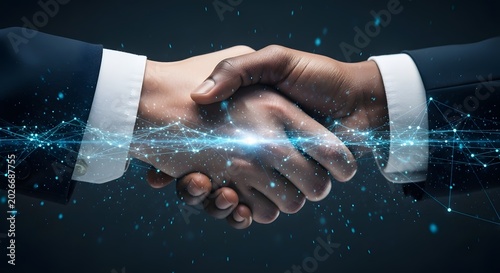 Digital procurement agreement handshake with network connection for business deal