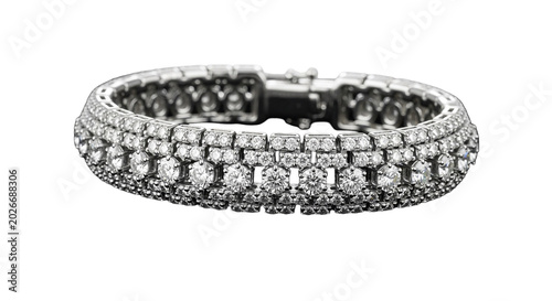 Luxurious diamond bangle on white background