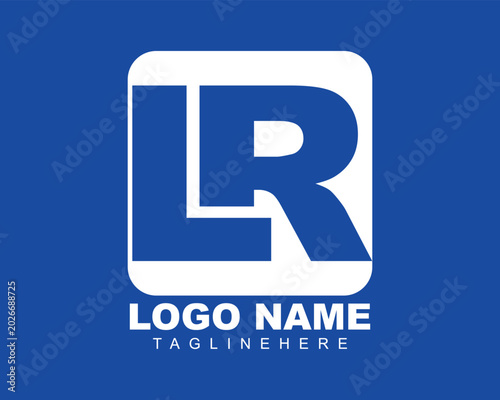Bild auf Leinwand Modern Blue and White Letter LR Logo Design Template