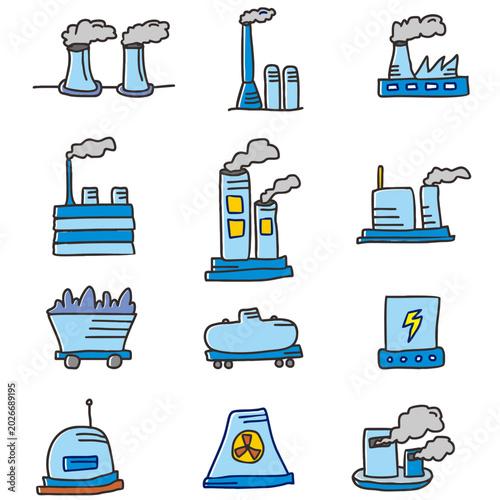 set of icons of factory