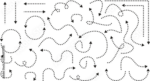 Fotografía Dotted arrow lines vector collection
