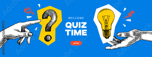 Photos Trendy sketch halftone collage quiz background