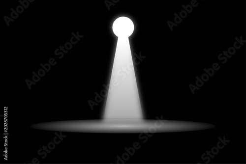 Abstract Keyhole Light Beam on Dark Background Concept